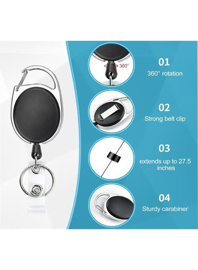 MTC Retractable ID Badge Holder with Breakaway Lanyard, Heavy Duty Retractable Badge Reel, Detachable Keychain, Vertical Sliding ID Badge Holder for Office School Officer Teacher Nurse - Image 3